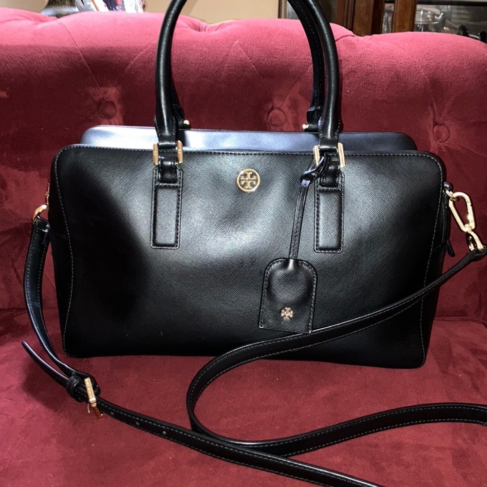 TORY BURCH Host Pick safiano leather Robinson Satchel w/handles andCrossbody